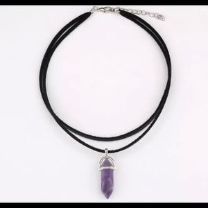 Purple Amethyst Stone Crystal Choker Necklace